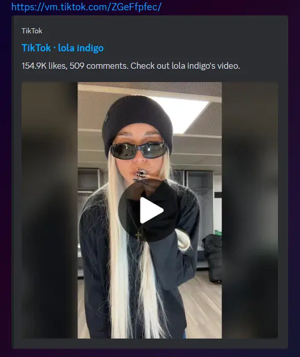 TikTok URL Embed Discord