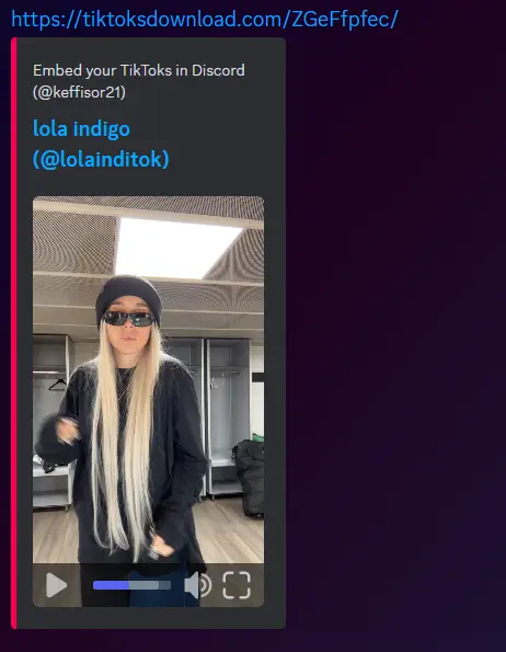TikTok URL Converted Embed Discord